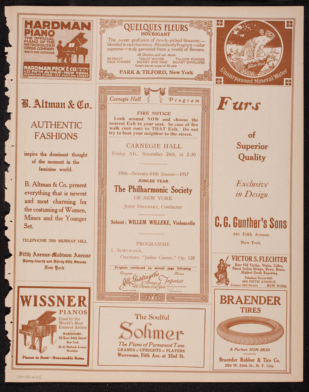 New York Philharmonic, November 24, 1916, program page 5