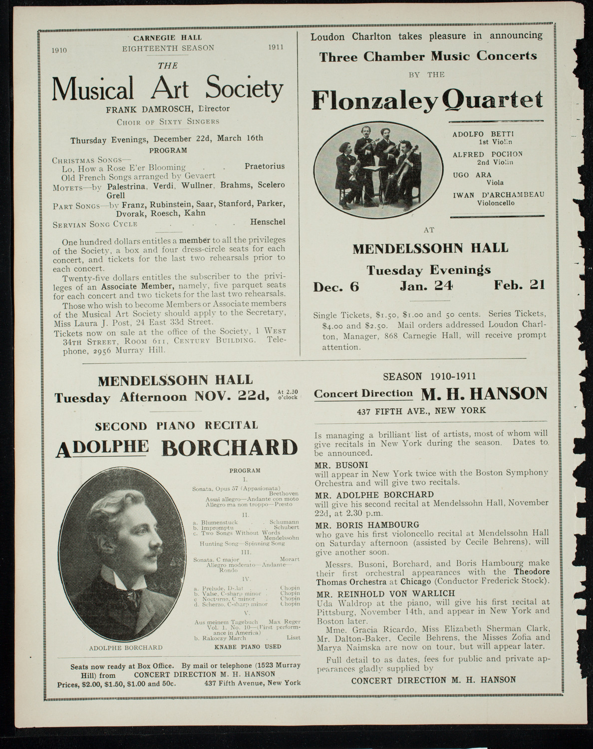 Elmendorf Lecture: London, November 13, 1910, program page 10