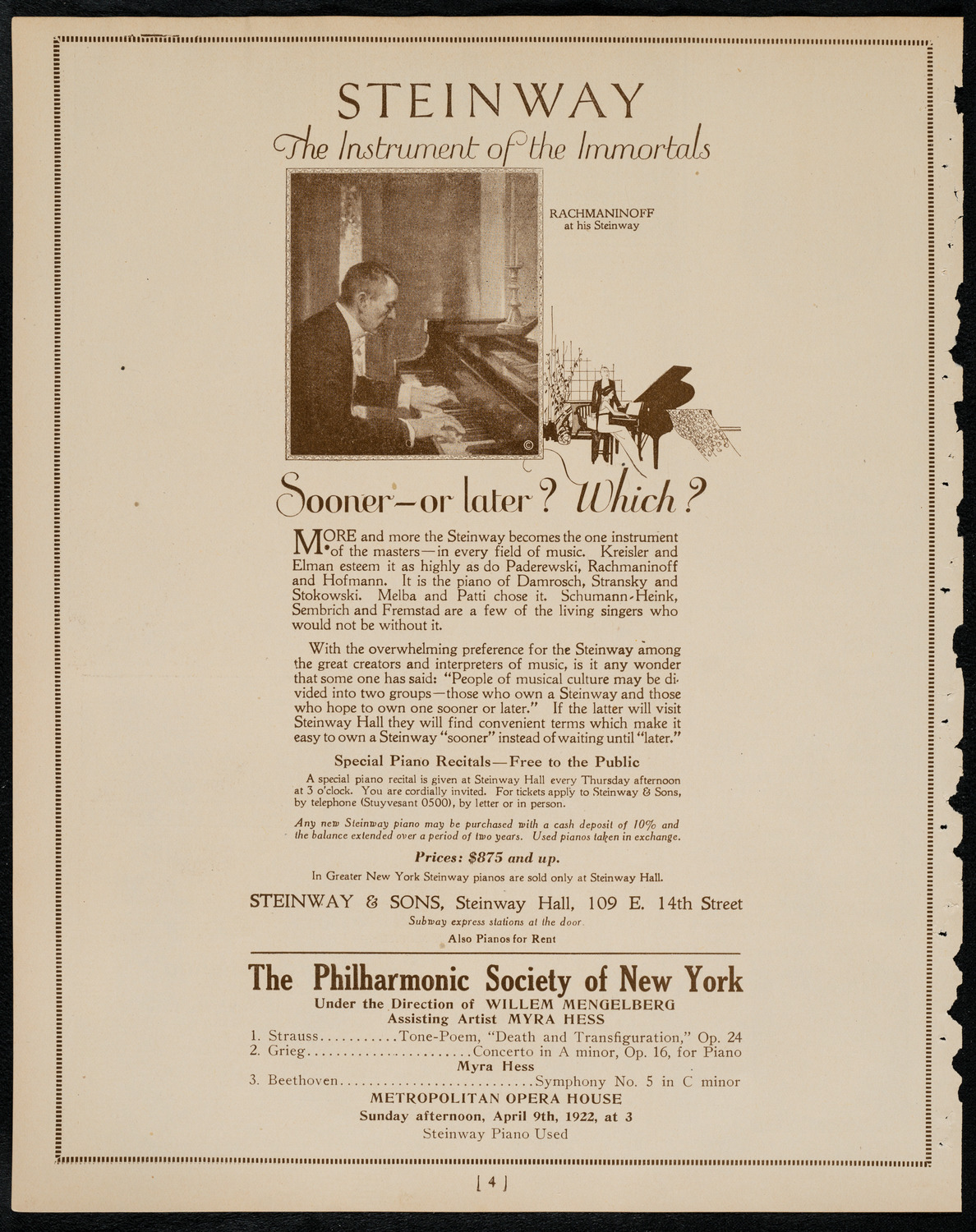 Claire Dux, Soprano, April 8, 1922, program page 4