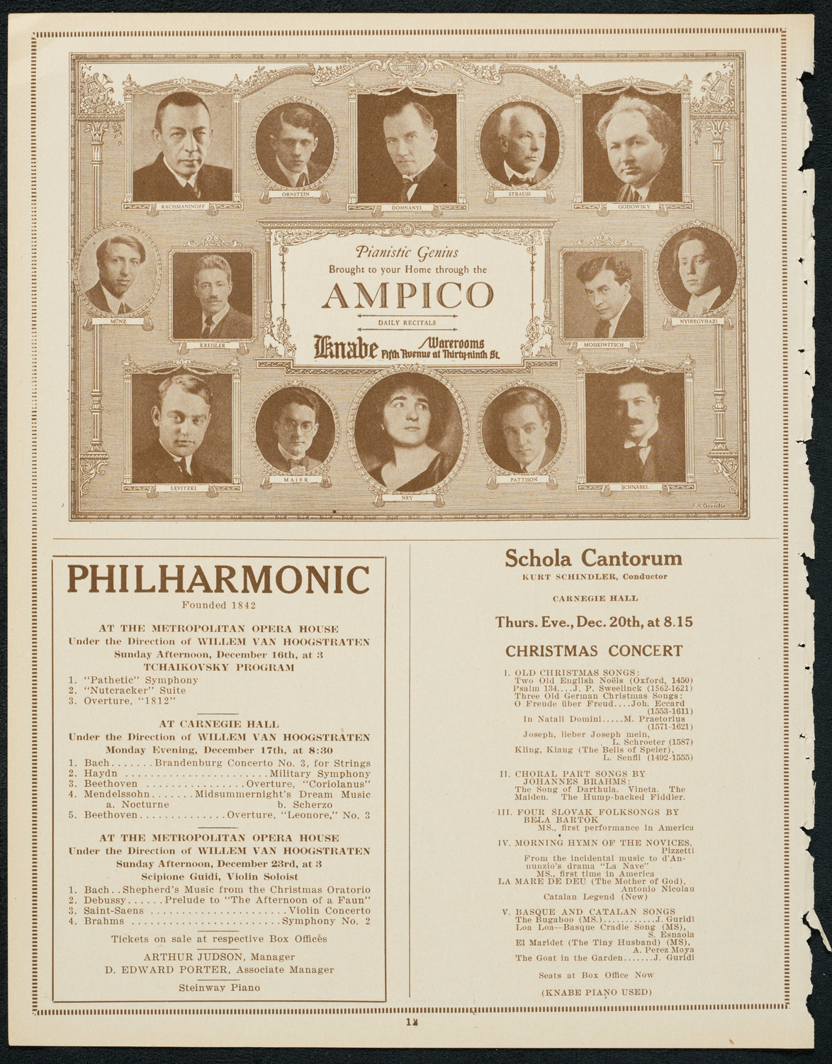 New York Philharmonic, December 14, 1923, program page 12