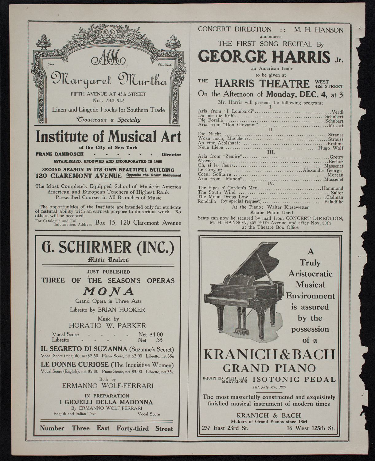 Benefit: St. Mark's Hospital, December 1, 1911, program page 6