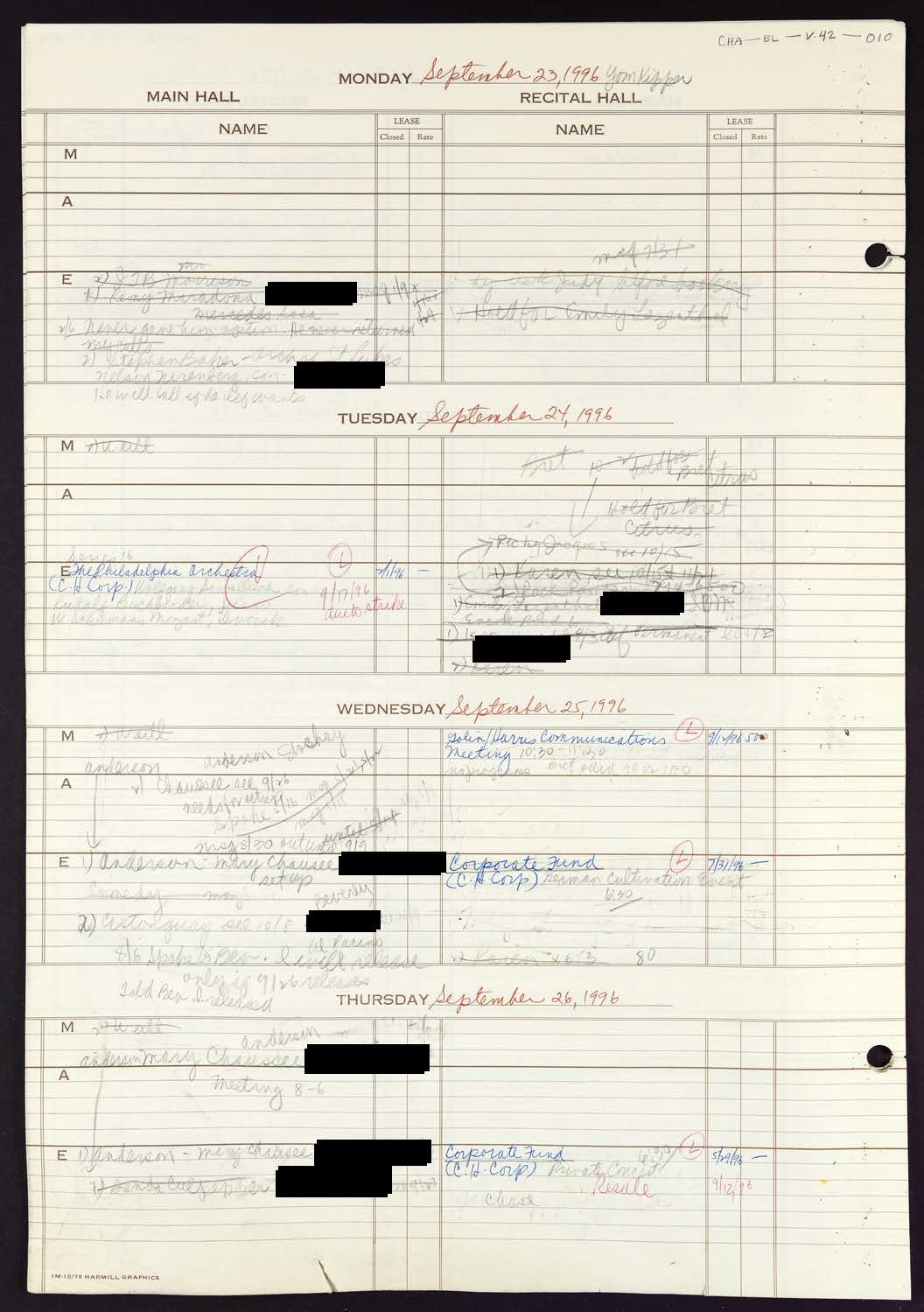 Carnegie Hall Booking Ledger, volume 42, page 10