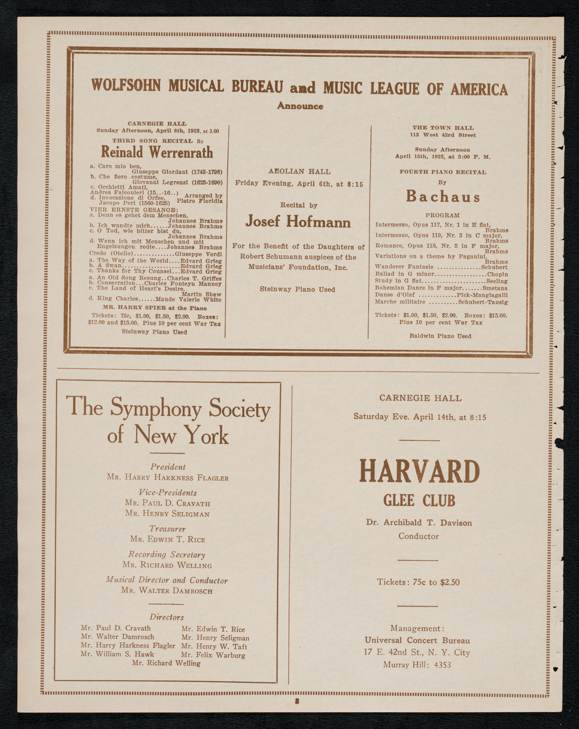 Boston Symphony Orchestra, April 5, 1923, program page 8