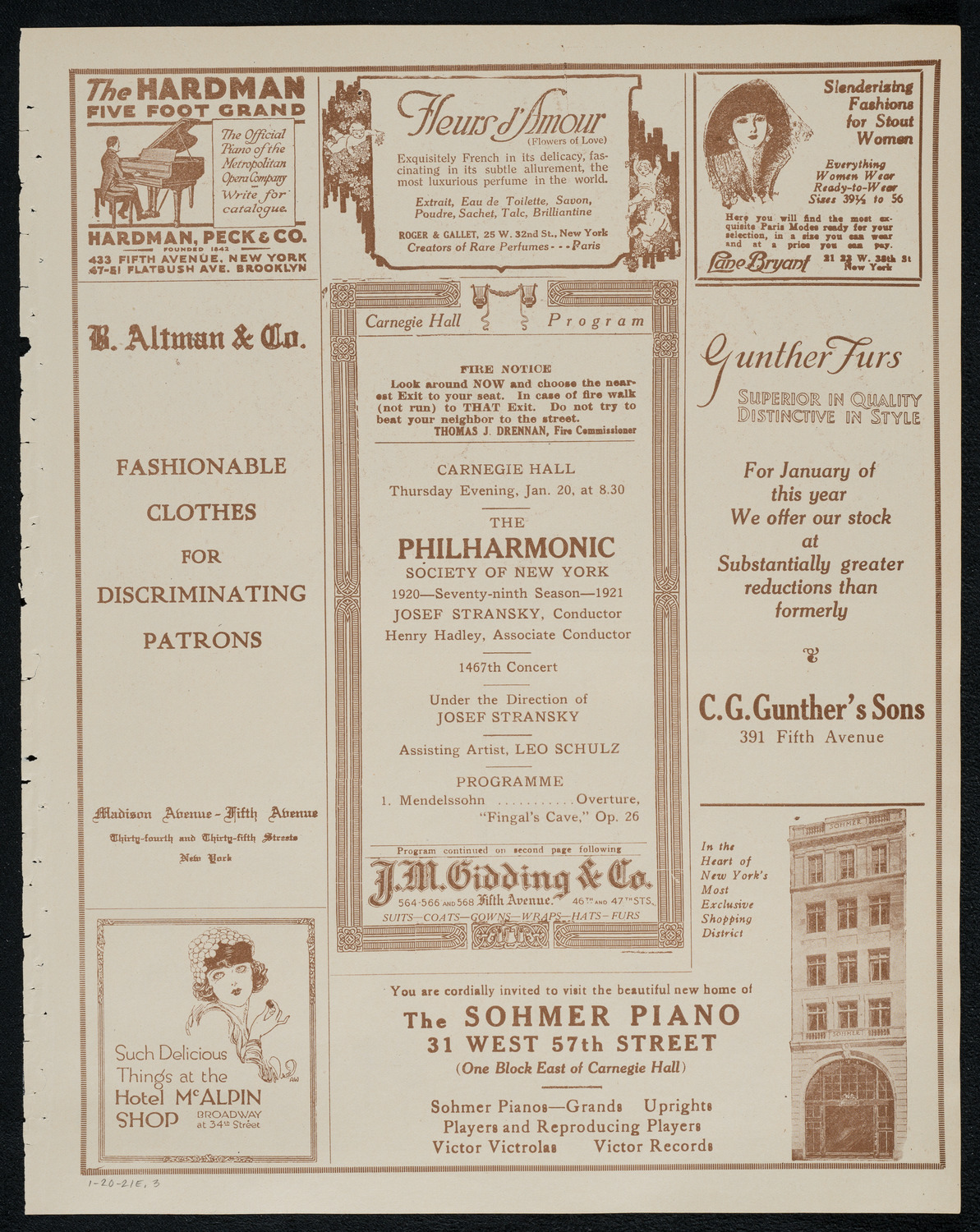 New York Philharmonic, January 20, 1921, program page 5