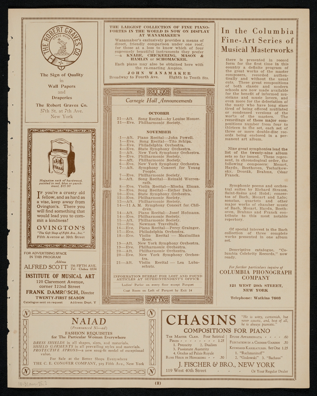Symphony Concert for Young People, October 31, 1925, program page 3