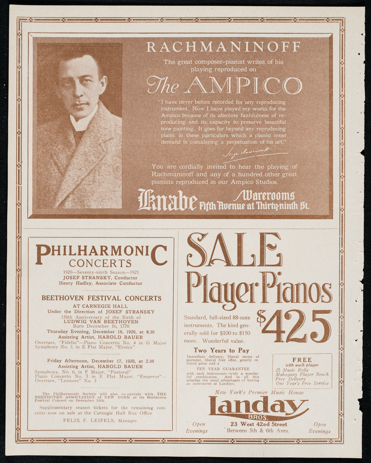 Váša Príhoda, Violin, December 13, 1920, program page 12