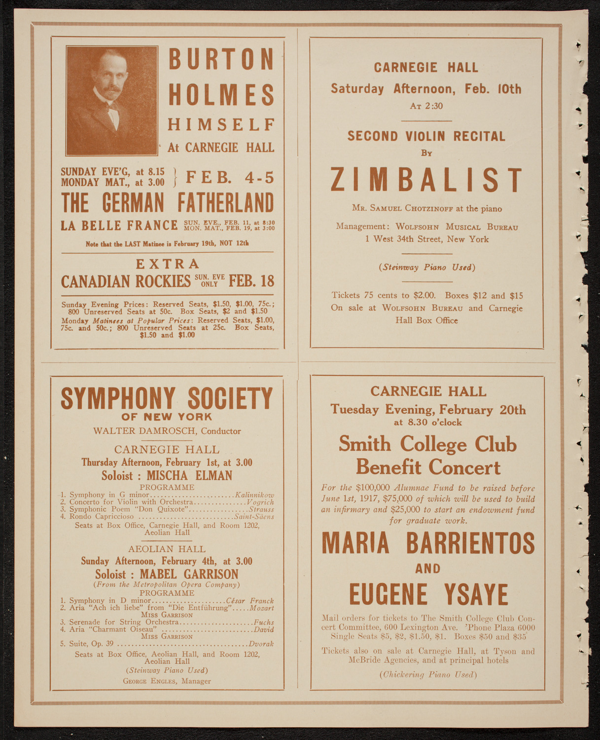 Schola Cantorum of New York, January 31, 1917, program page 8