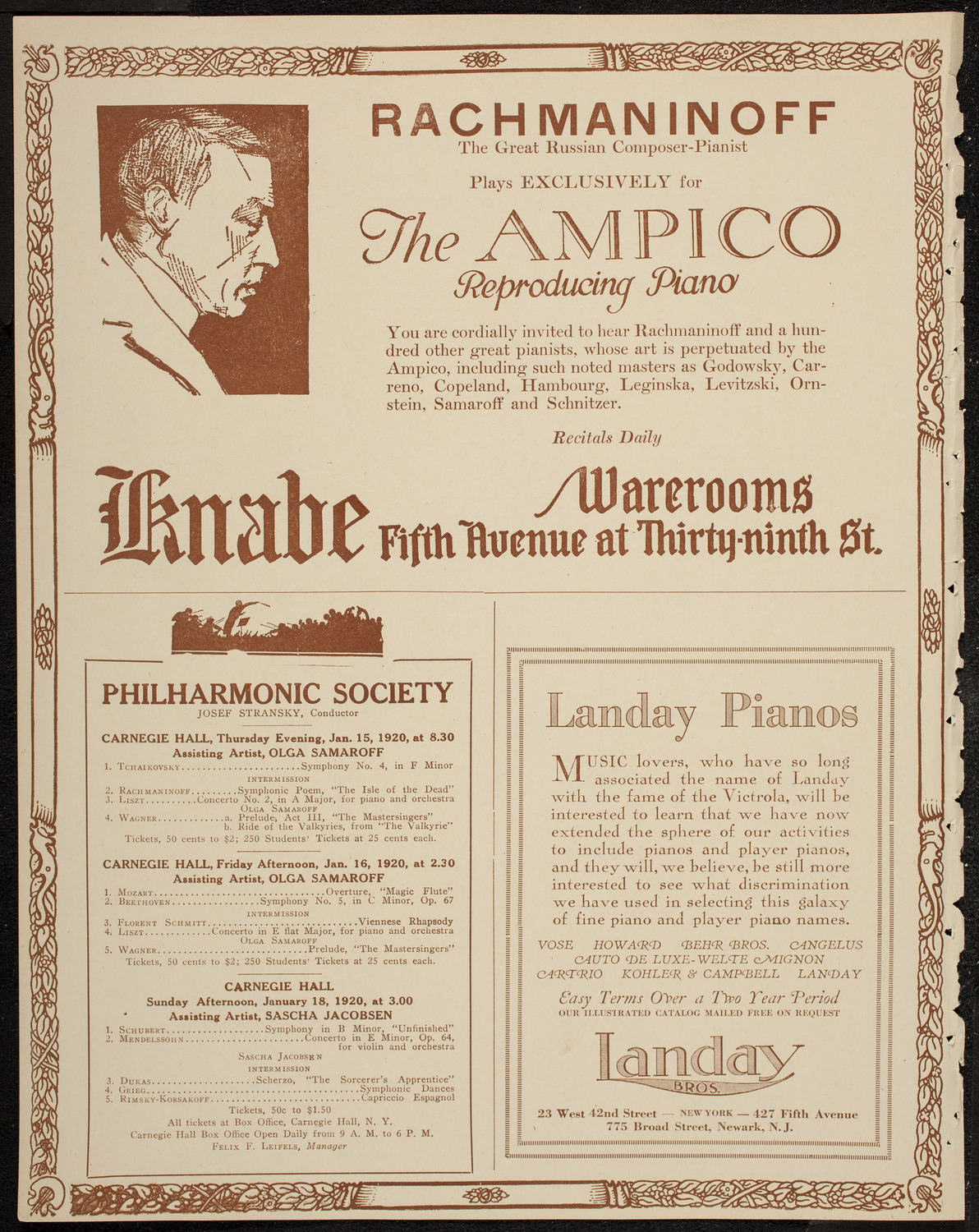 Lecture by Major Arthur Bles, January 12, 1920, program page 12