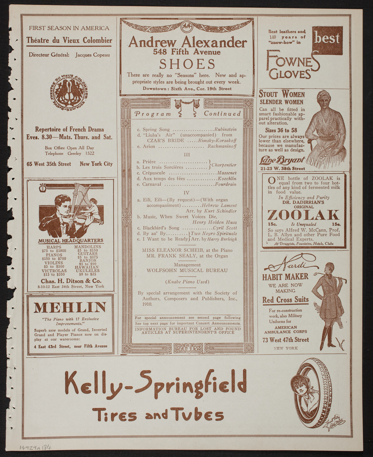 Alma Gluck, Soprano, February 9, 1918, program page 7