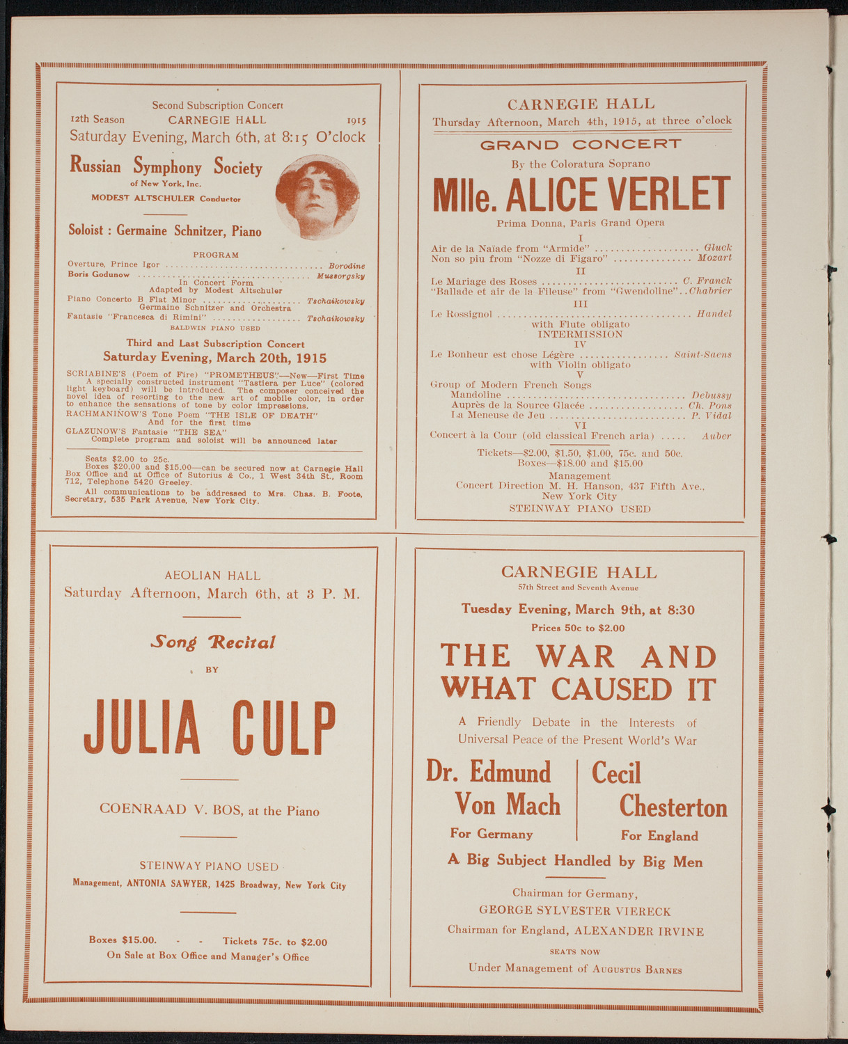 New York Symphony Orchestra, March 2, 1915, program page 10