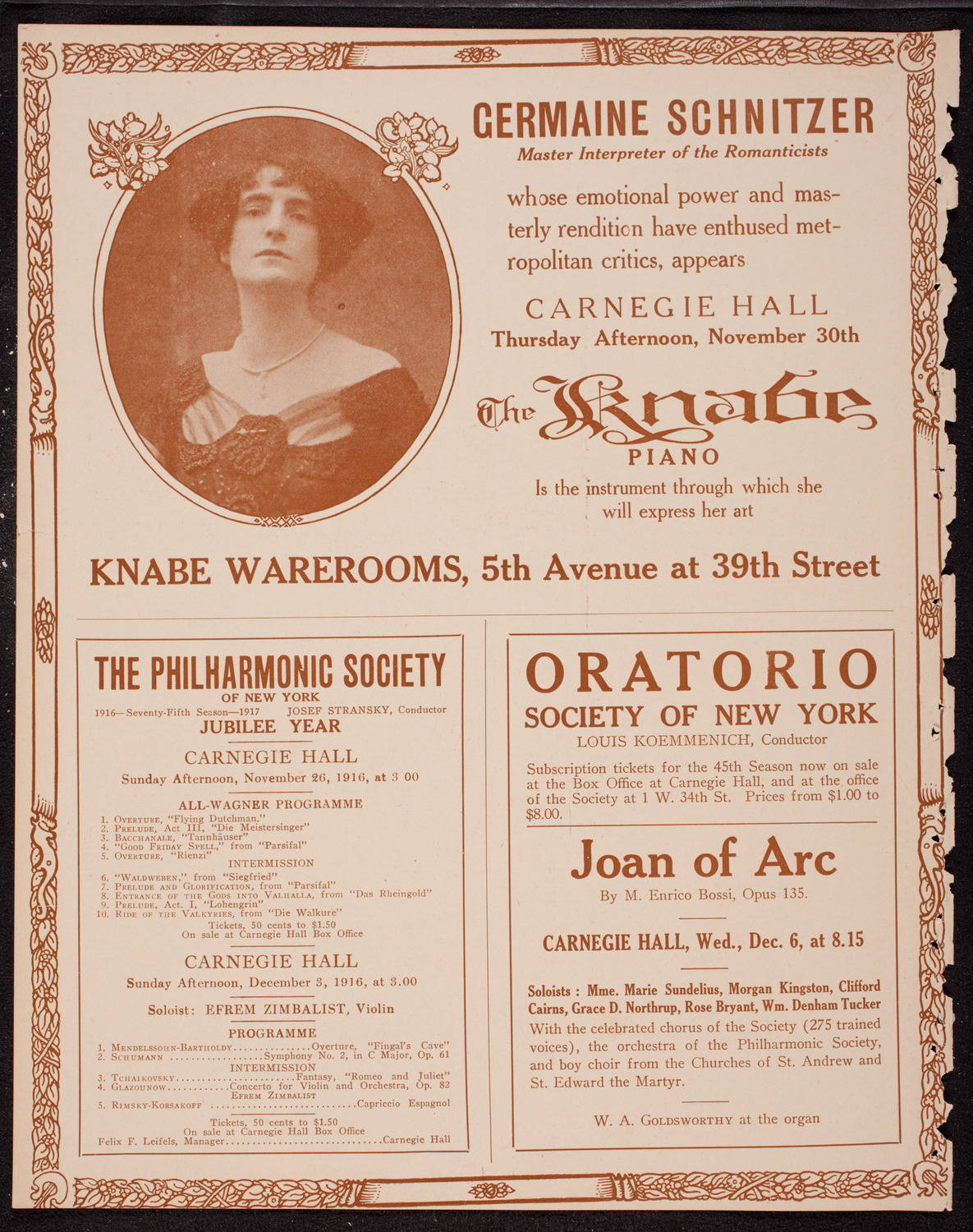 New York Symphony Orchestra, November 25, 1916, program page 12