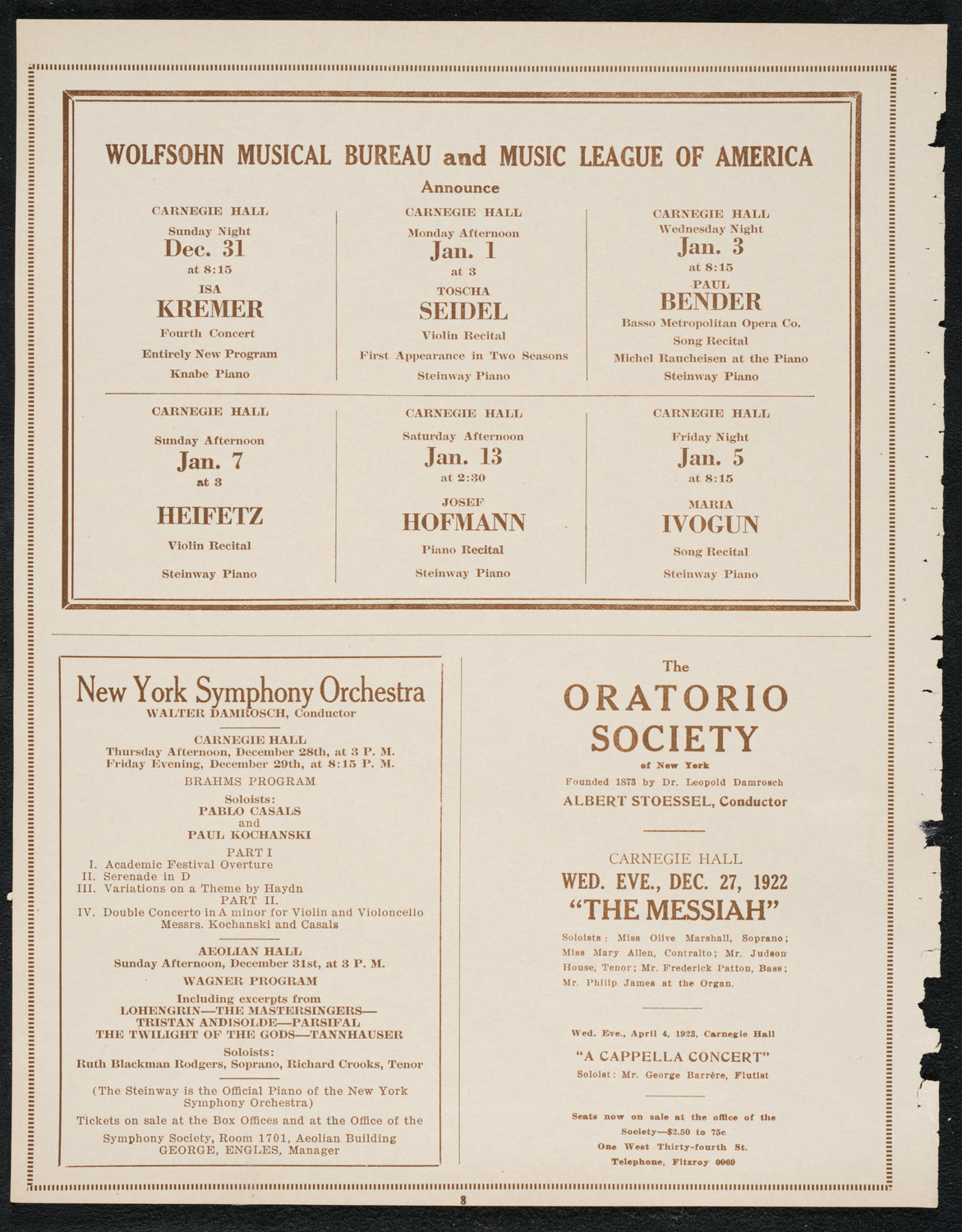 Frances Alda, Soprano, December 12, 1922, program page 8