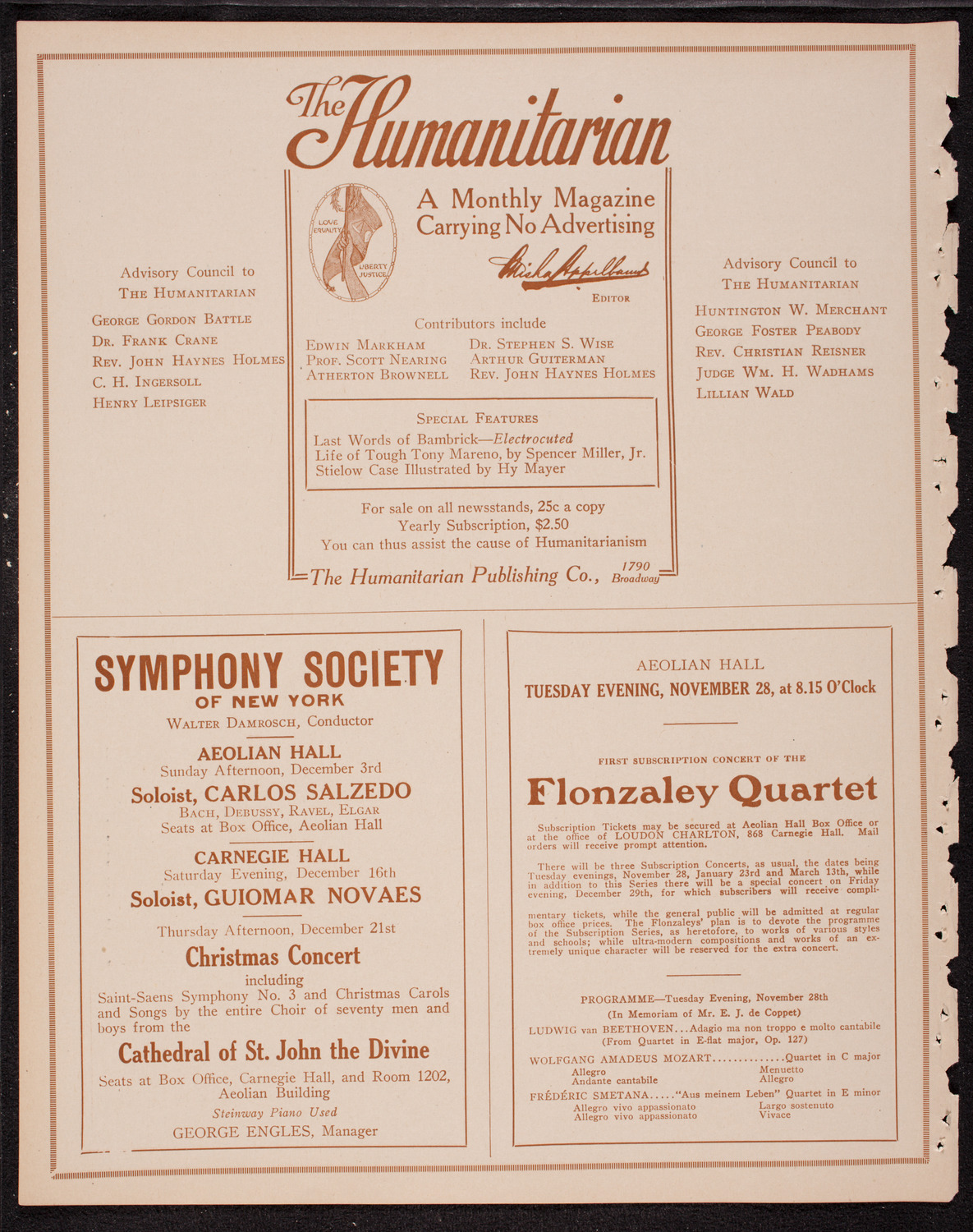 New York Symphony Orchestra, November 25, 1916, program page 8