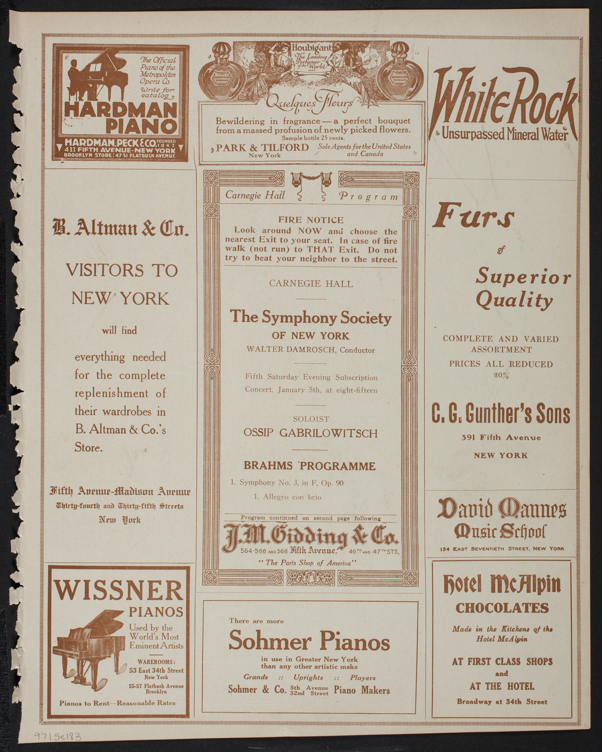 New York Symphony Orchestra, January 5, 1918, program page 5