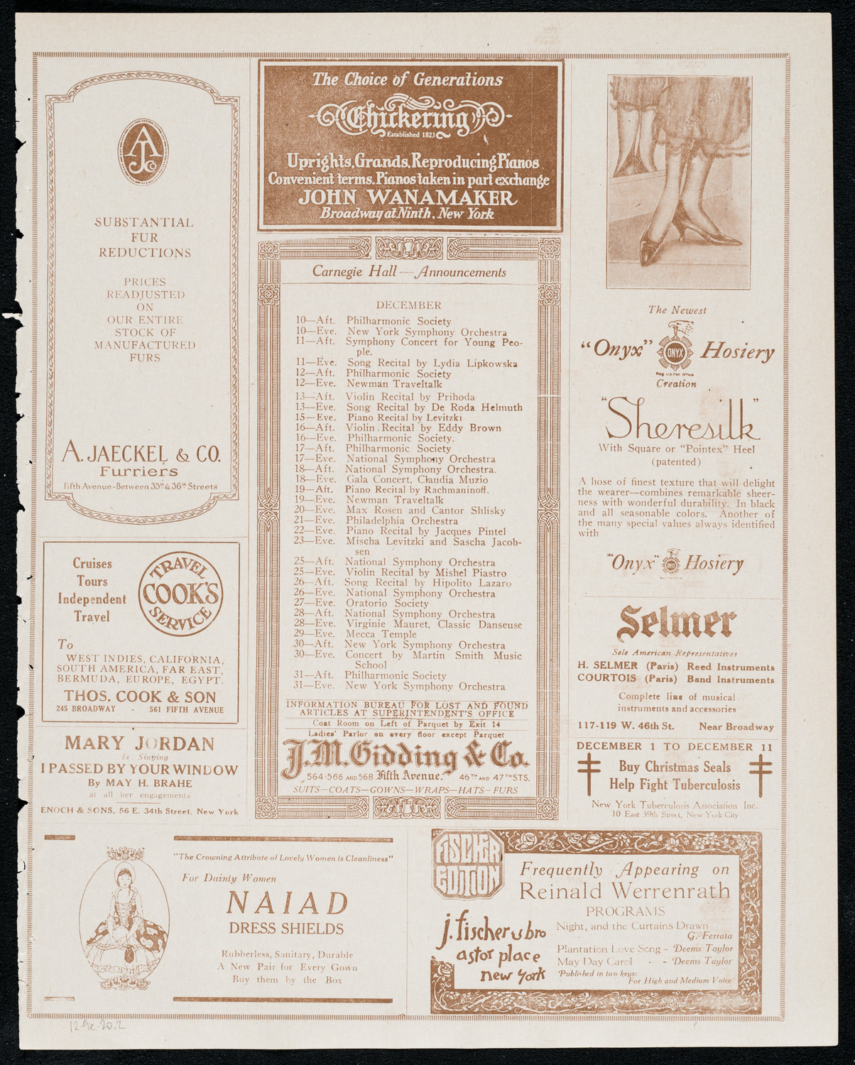 New York Philharmonic, December 9, 1920, program page 3