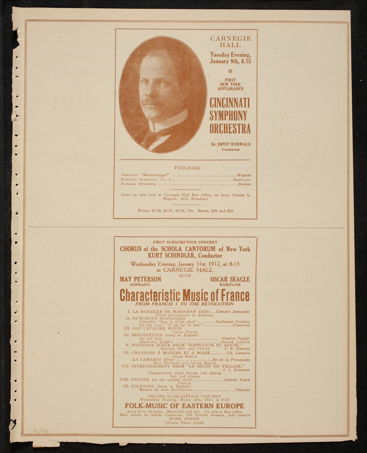 Boston Symphony Orchestra, January 4, 1917, program page 11