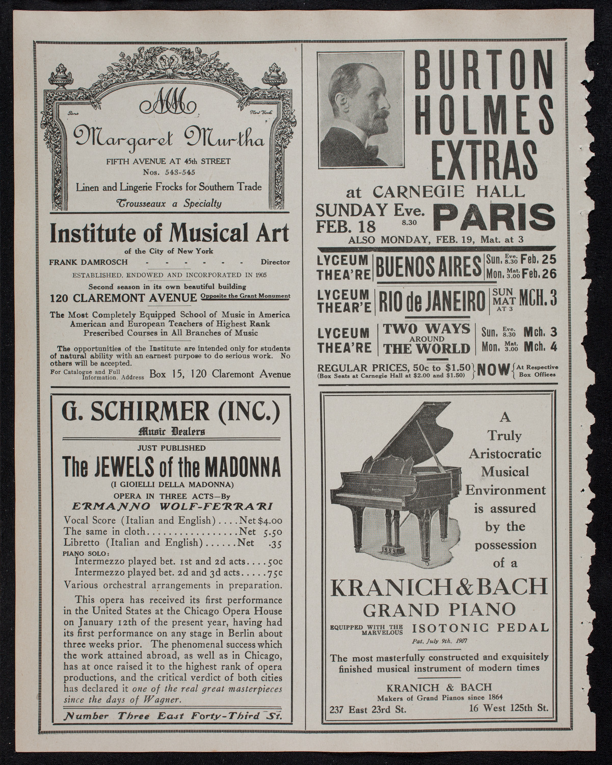 Efrem Zimbalist, Violin, February 17, 1912, program page 6