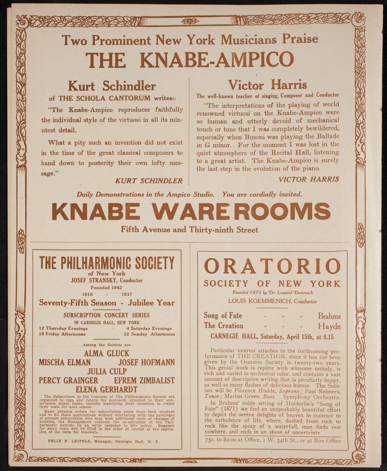 Columbia University Chorus, April 11, 1916, program page 12