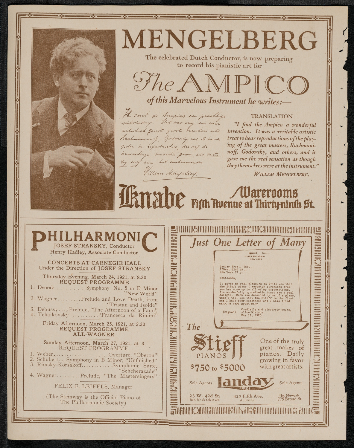 New York Symphony Orchestra, March 17, 1921, program page 12