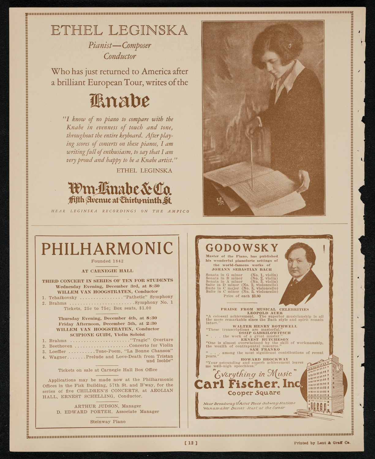 Philadelphia Orchestra, December 2, 1924, program page 12