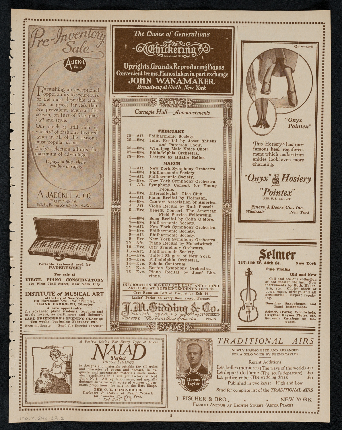 City Symphony Orchestra, February 24, 1923, program page 3