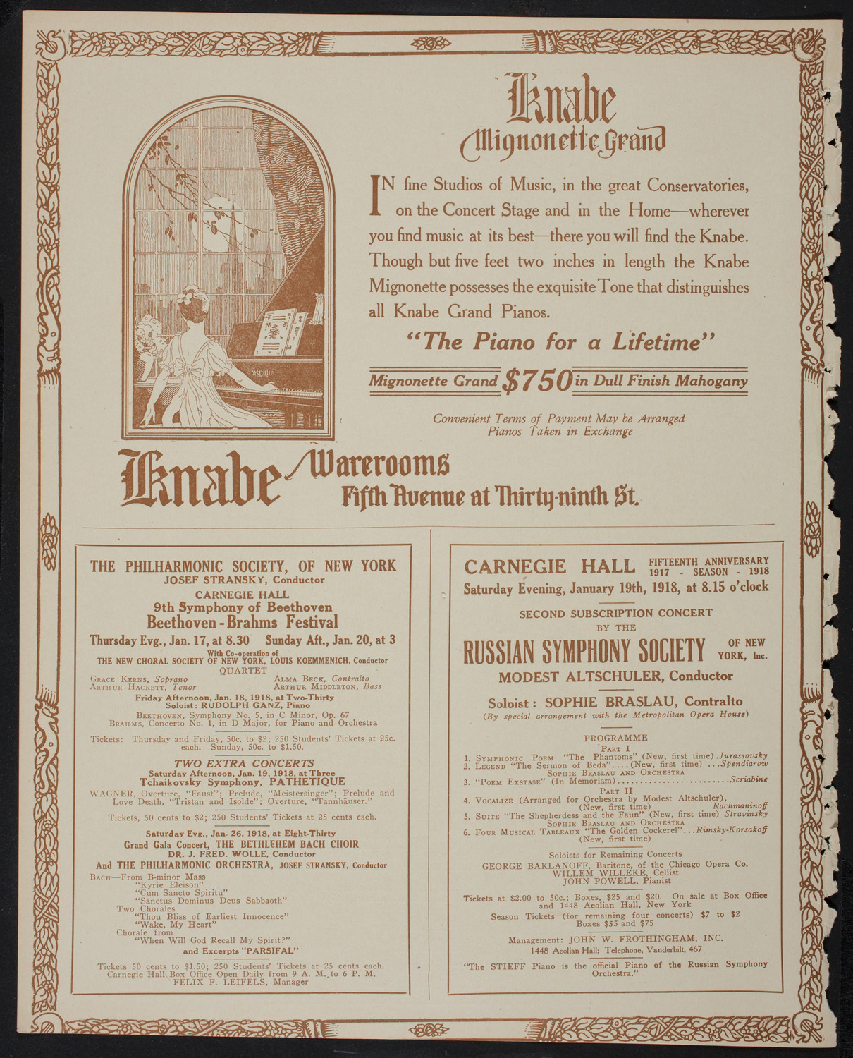 German Press Club Concert, January 16, 1918, program page 12