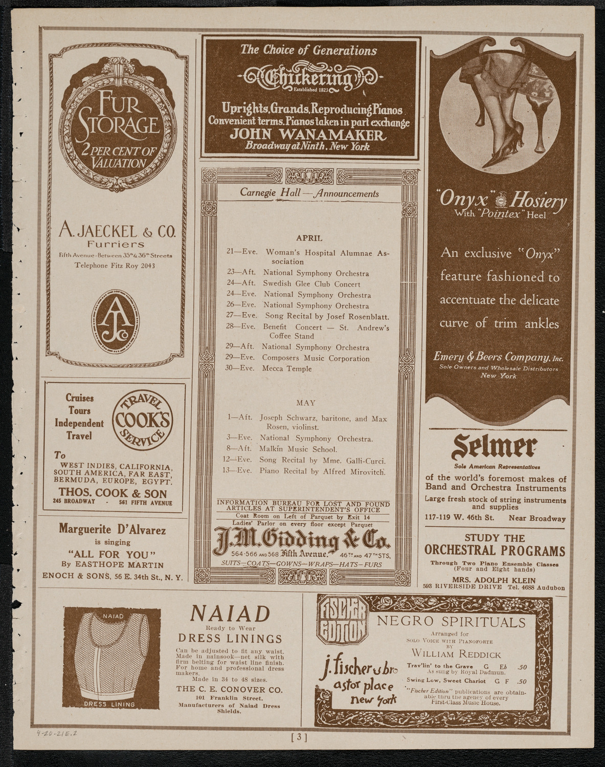 Mecca Temple of New York: Ancient Arabic Order of the Nobles of the Mystic Shrine, April 20, 1921, program page 3