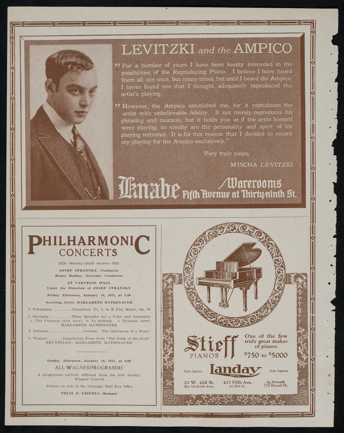 New York Philharmonic, January 13, 1921, program page 12