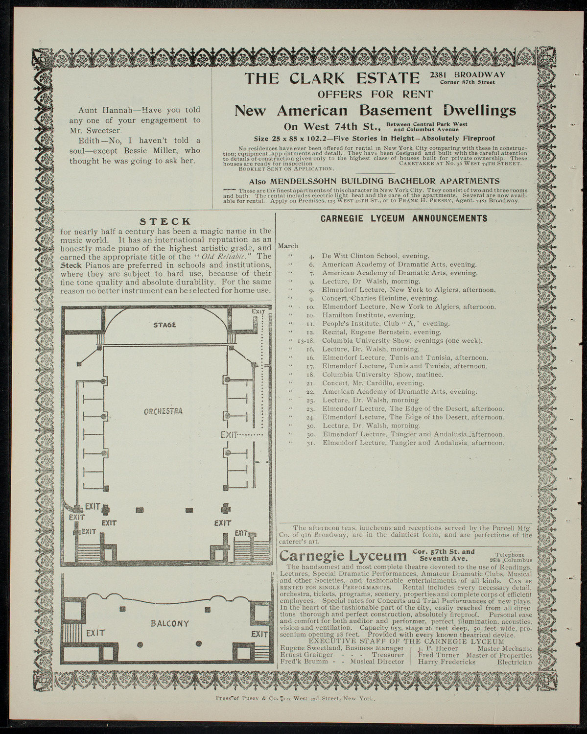 The Players, March 4, 1905, program page 4