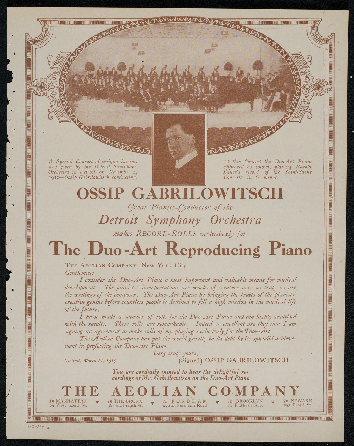 Detroit Symphony Orchestra, February 2, 1921, program page 11