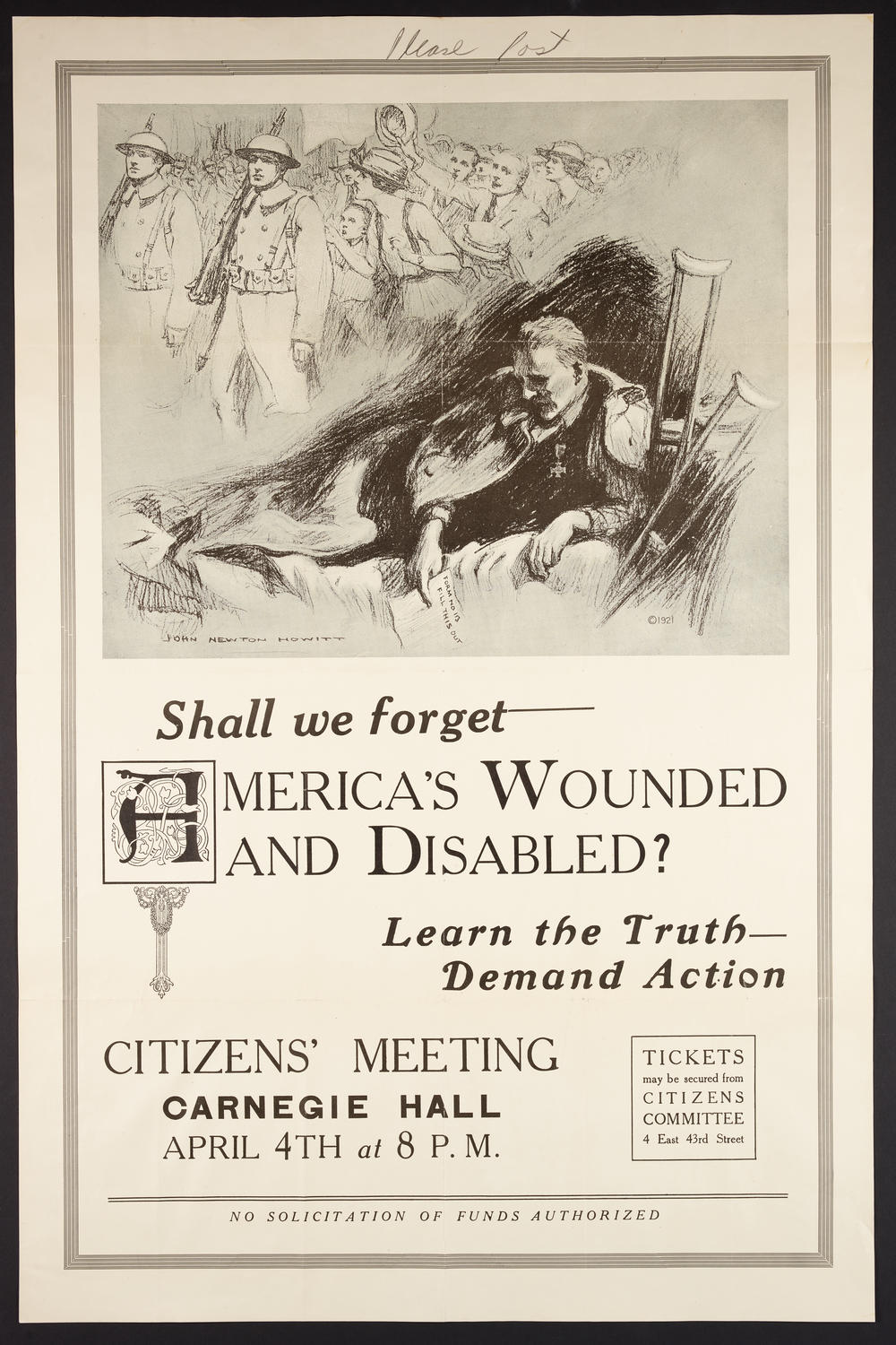 Citizens' Meeting to Obtain Justice for the Wounded, April 4, 1921