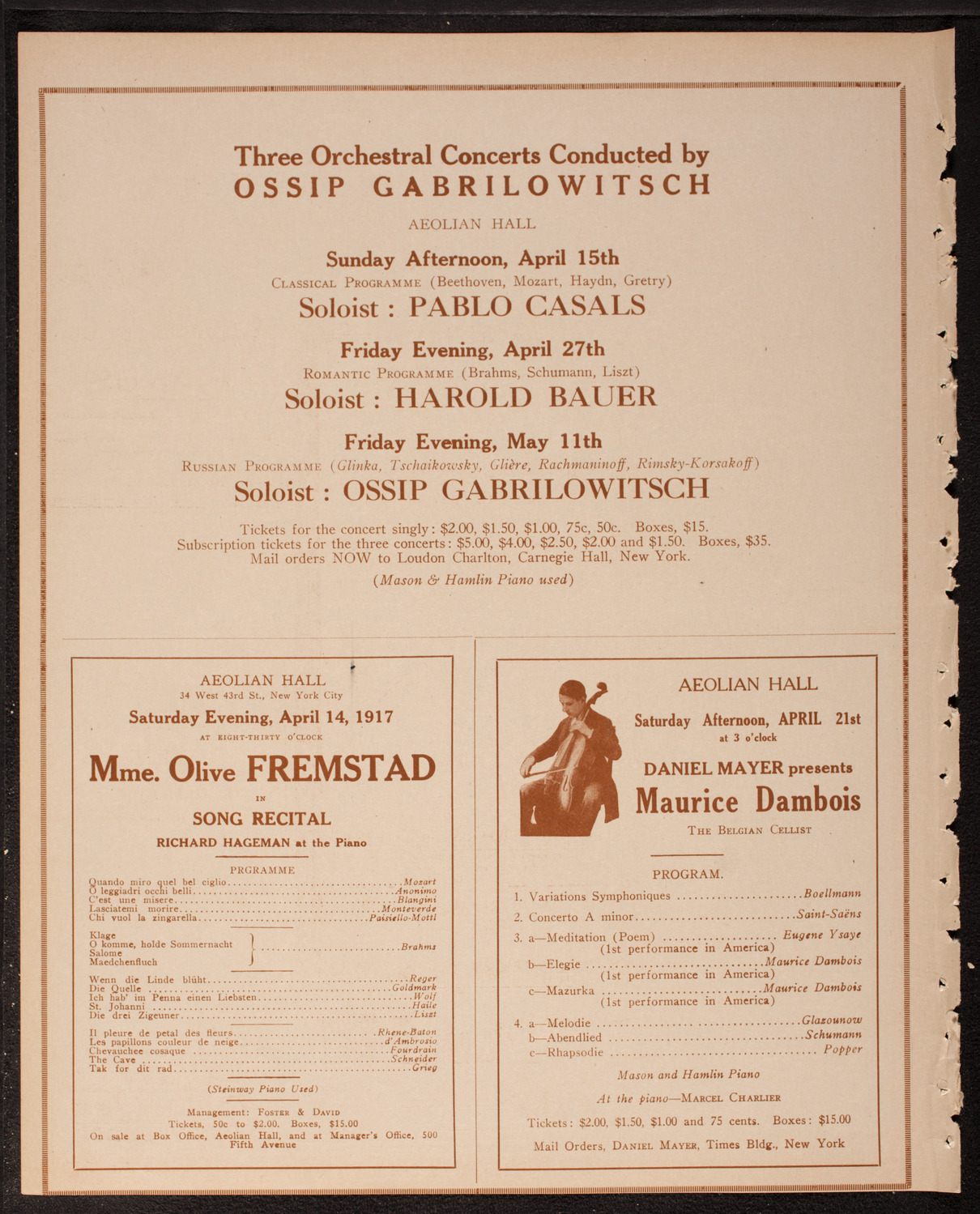 Josef Hofmann, Piano, April 14, 1917, program page 10