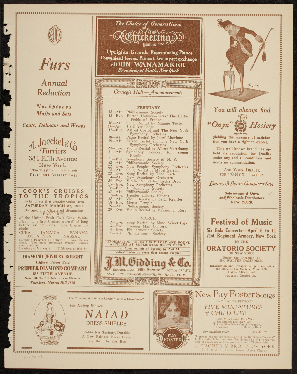 Nina Tarasova, Folk Singer, February 14, 1920, program page 3