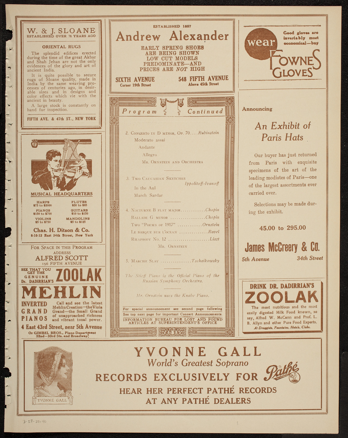 Russian Symphony Society of New York, March 27, 1920, program page 7
