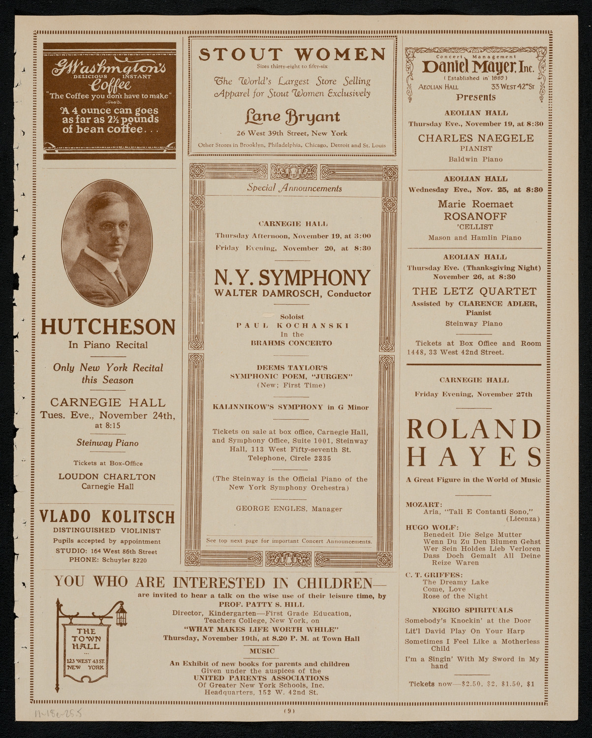 Maximilian Rose, Violin, November 18, 1925, program page 9