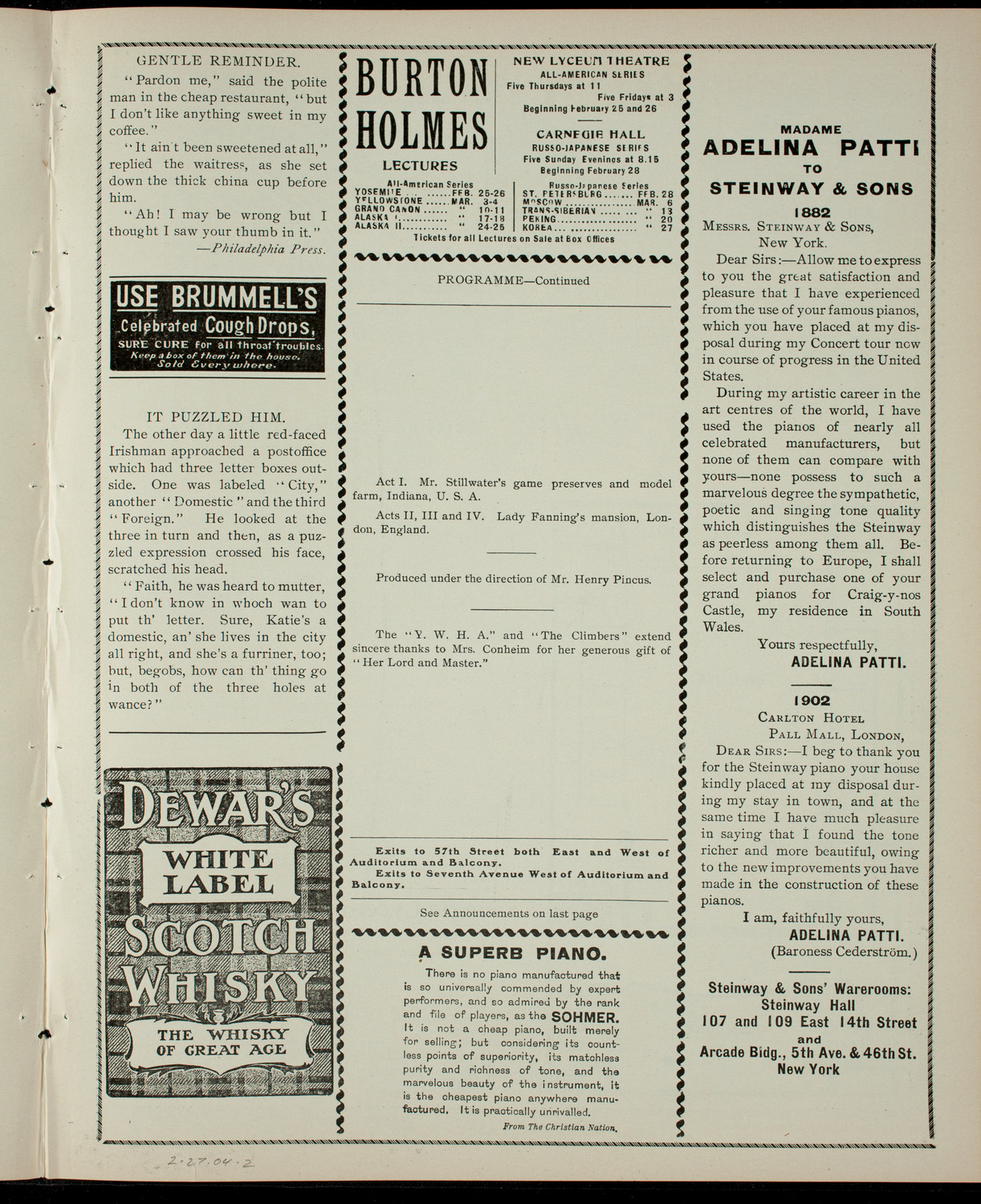 Young Folks' League of the Y.W.H.A. presents "The Climbers", February 27, 1904, program page 3