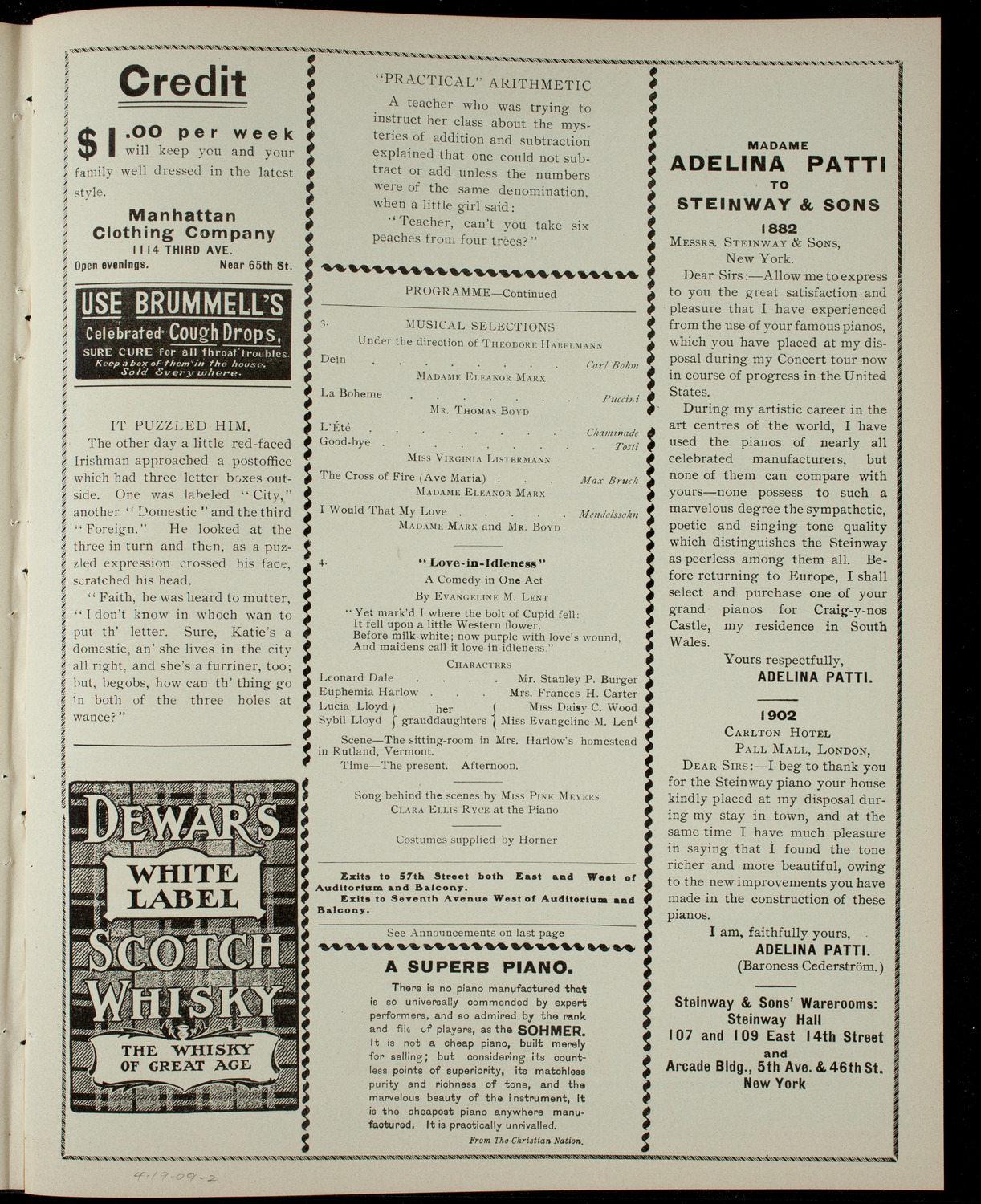 Dramatic and Musical Entertainment in Aid of The Scholarship Fund of the Pascal Institute, April 19, 1904, program page 3