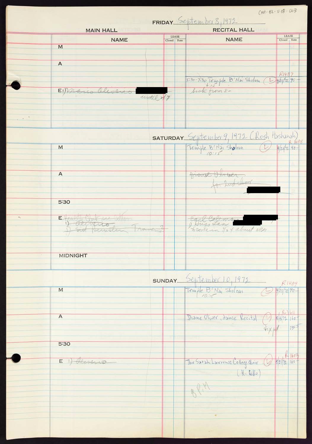 Carnegie Hall Booking Ledger, volume 18, page 3