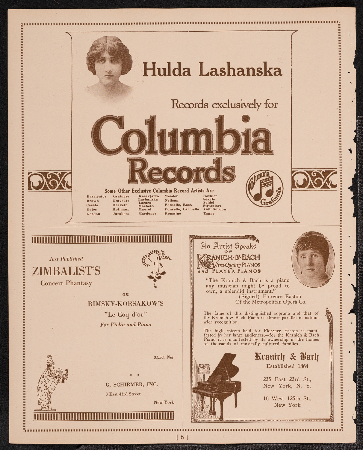 Hulda Lashanska, Soprano, November 26, 1921, program page 6