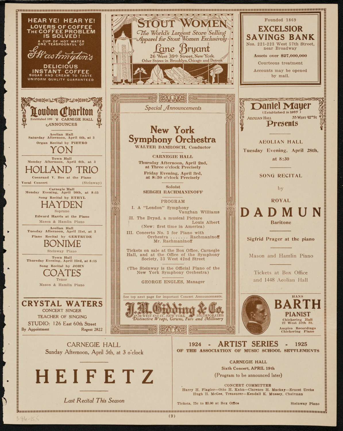 Ruth St. Denis with Ted Shawn and the Denishawn Dancers, March 31, 1925, program page 9