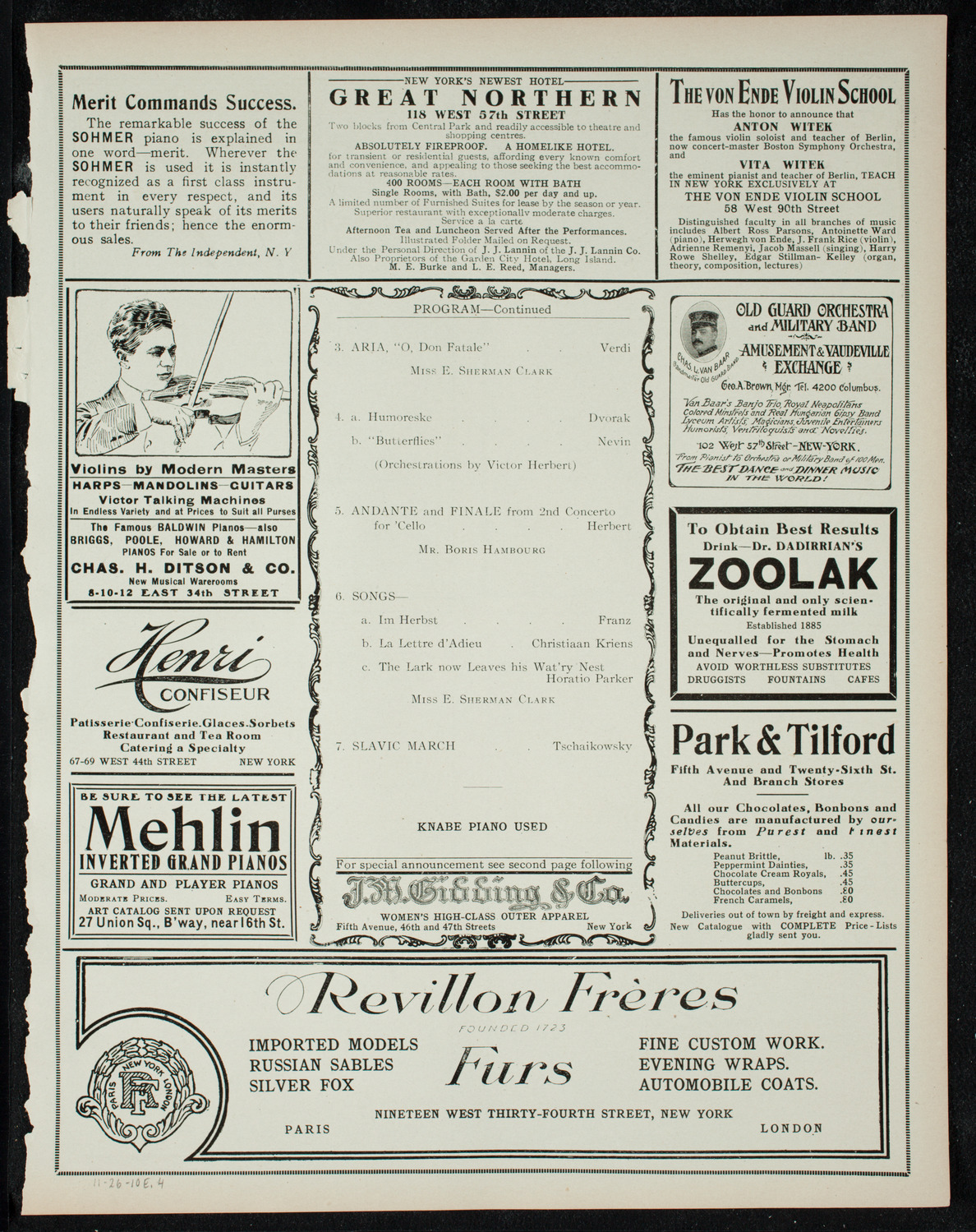 Benefit: St. Mark's Hospital, November 26, 1910, program page 7
