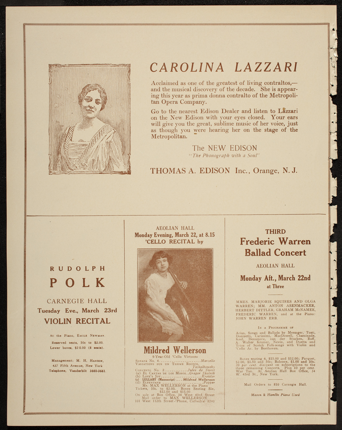 Boston Symphony Orchestra, March 18, 1920, program page 2