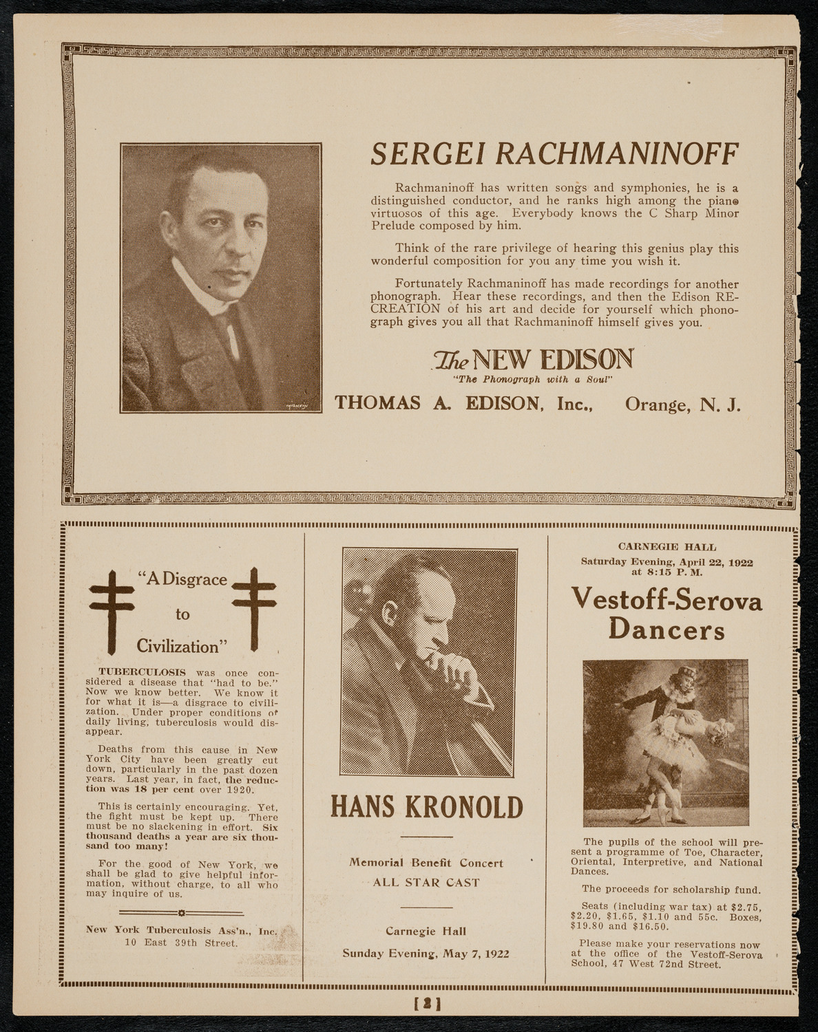 Elly Ney, Piano, April 11, 1922, program page 2
