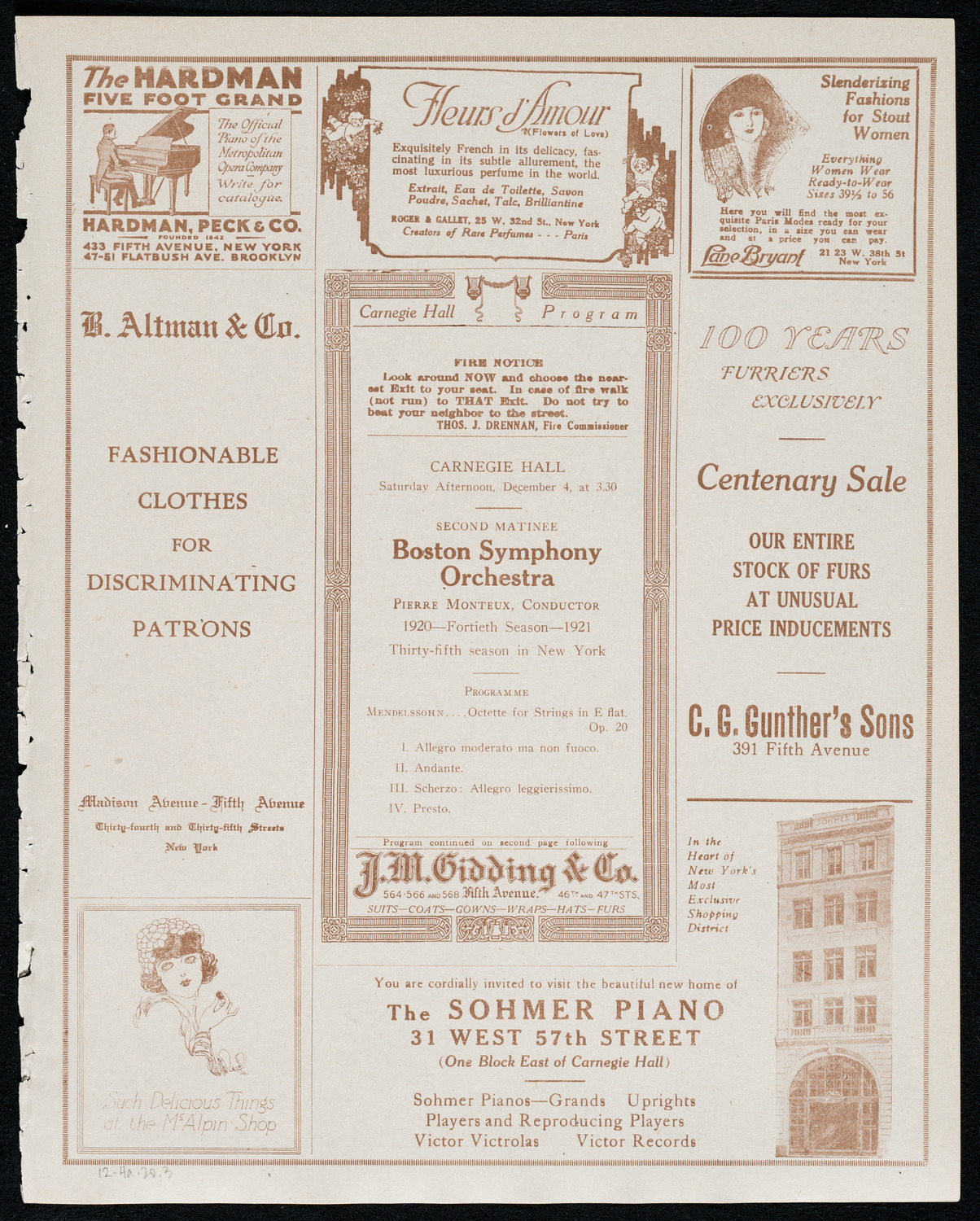 Boston Symphony Orchestra, December 4, 1920, program page 5