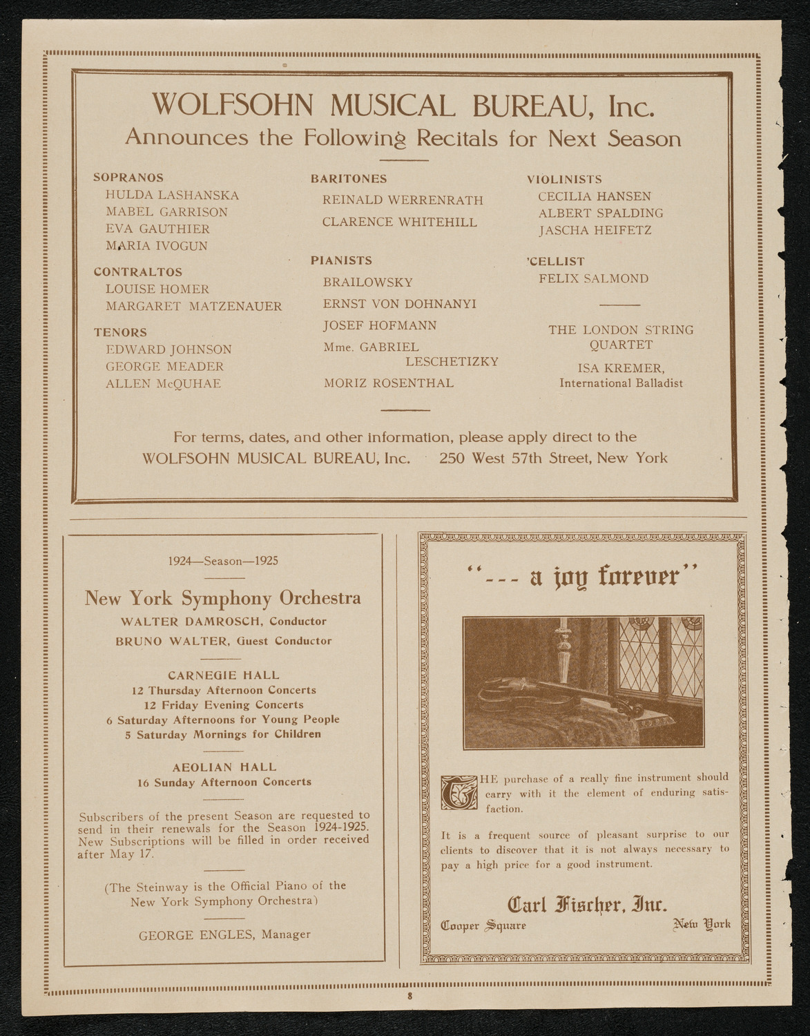 Lecture by Howard Carter, April 27, 1924, program page 8