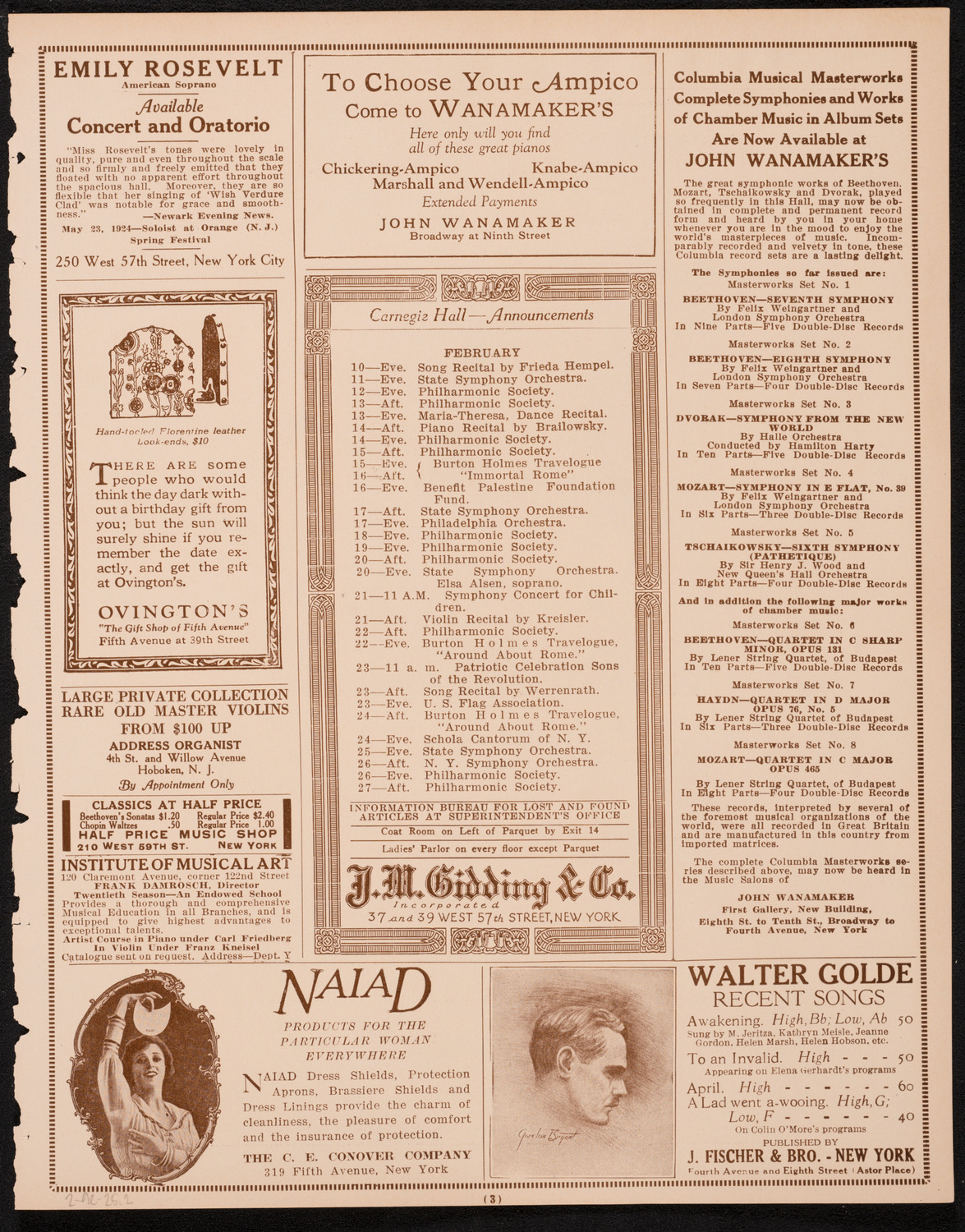 Tito Schipa, Tenor, February 9, 1925, program page 3