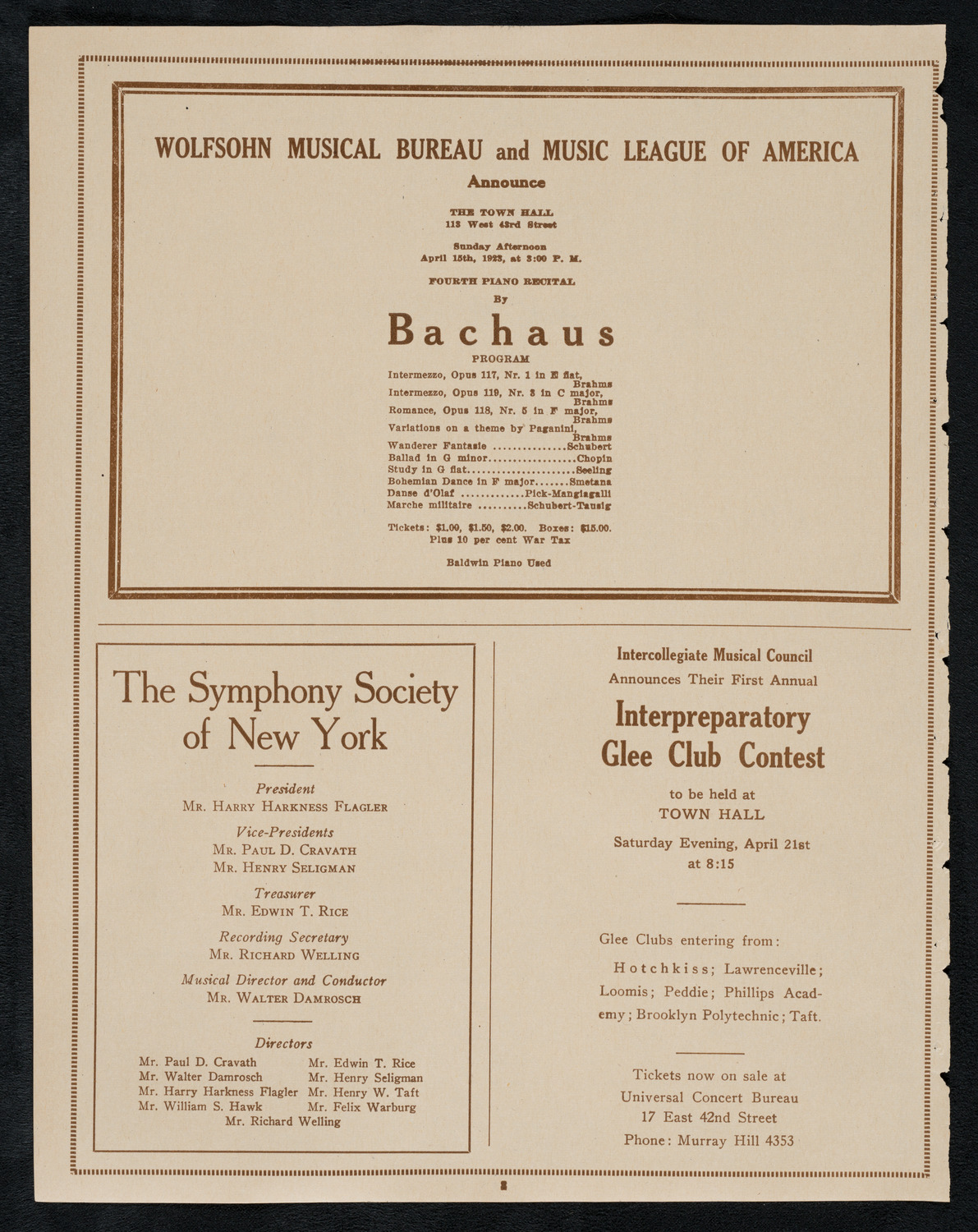 Jacques Malkin, Violin, April 9, 1923, program page 8