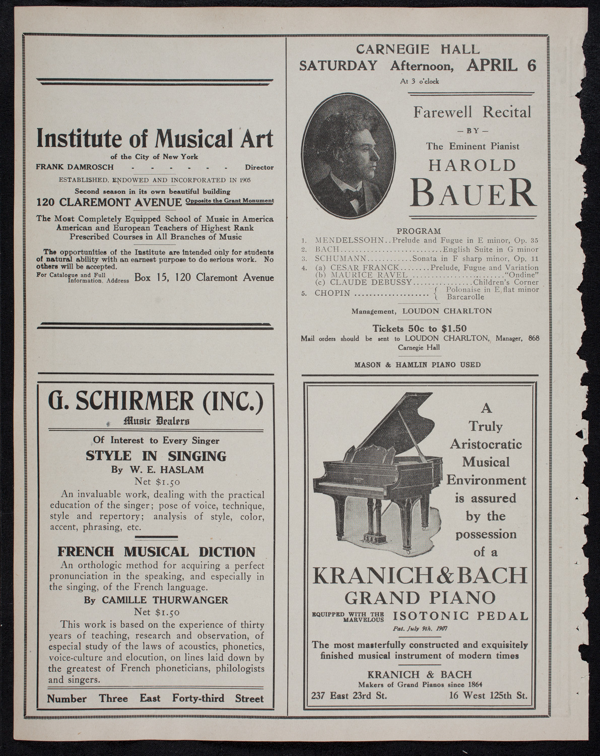 Johanna Gadski, Soprano, with the Arion Society, Liederkranz, and Volpe Symphony Society, March 24, 1912, program page 6