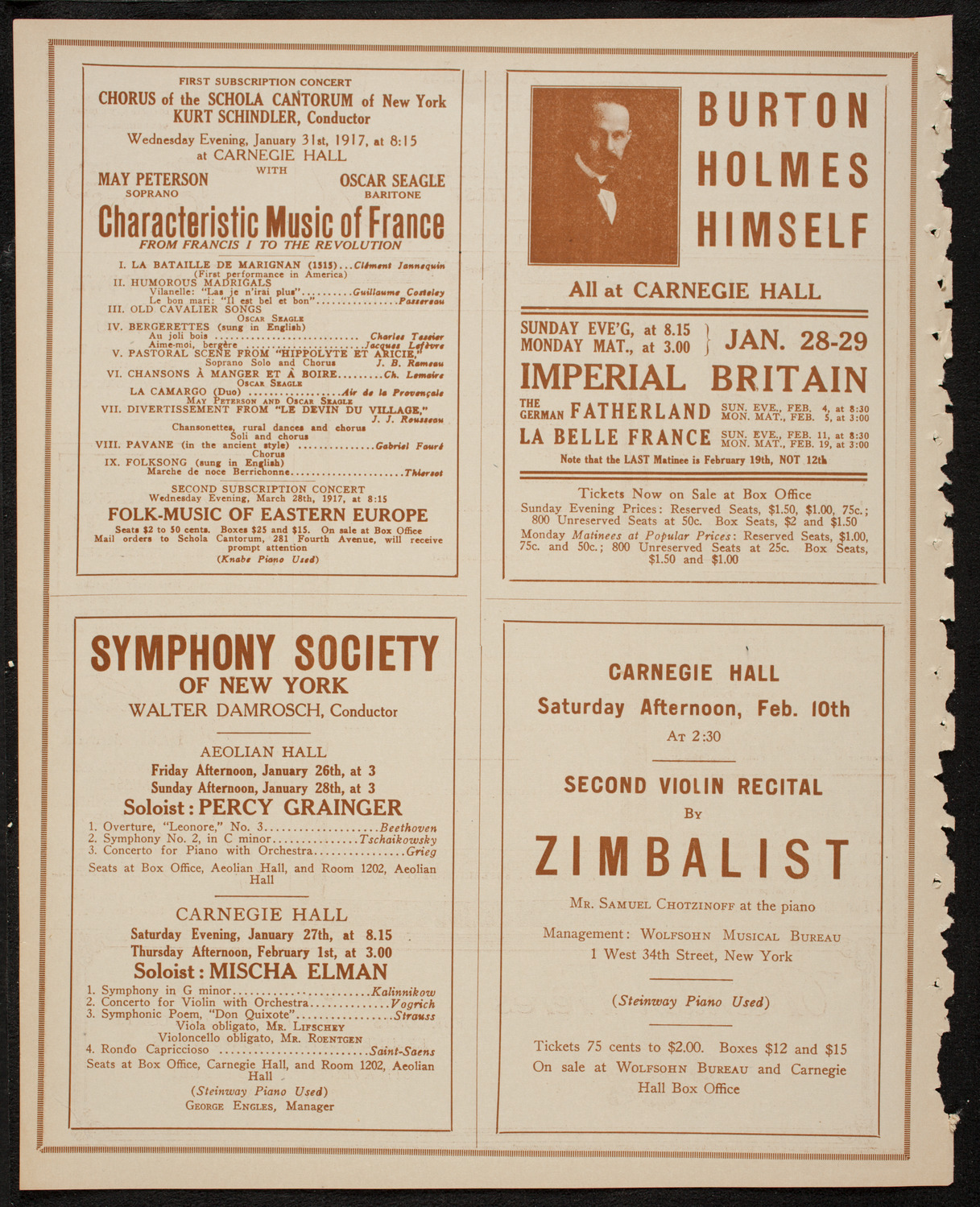 Home Symphony Concert: New York Philharmonic, January 24, 1917, program page 8