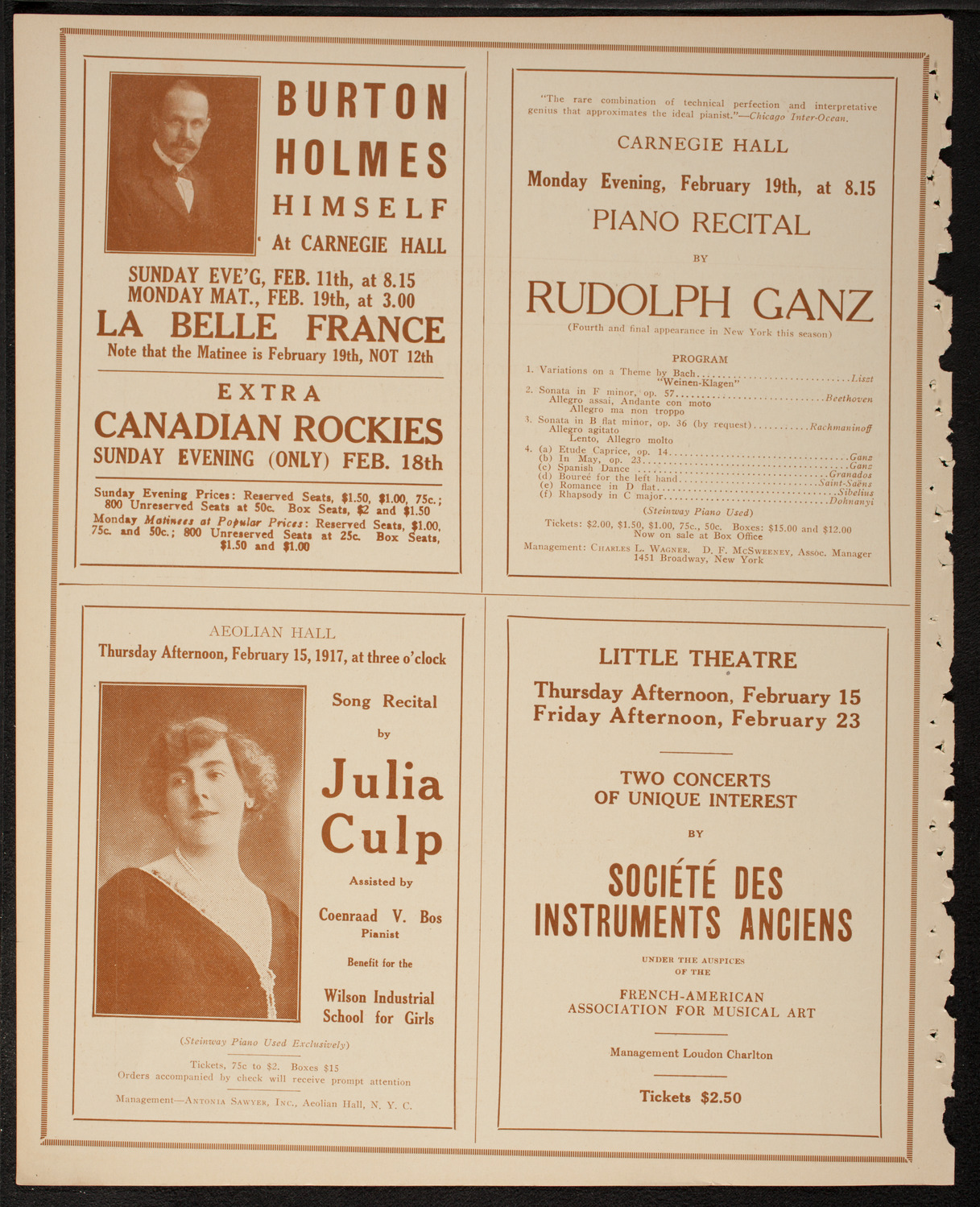 New York Philharmonic, February 8, 1917, program page 10